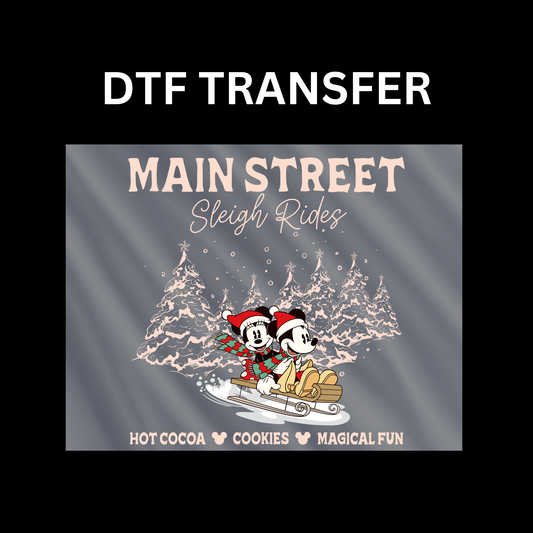 Main Street Sleigh Rides Dtf transfer