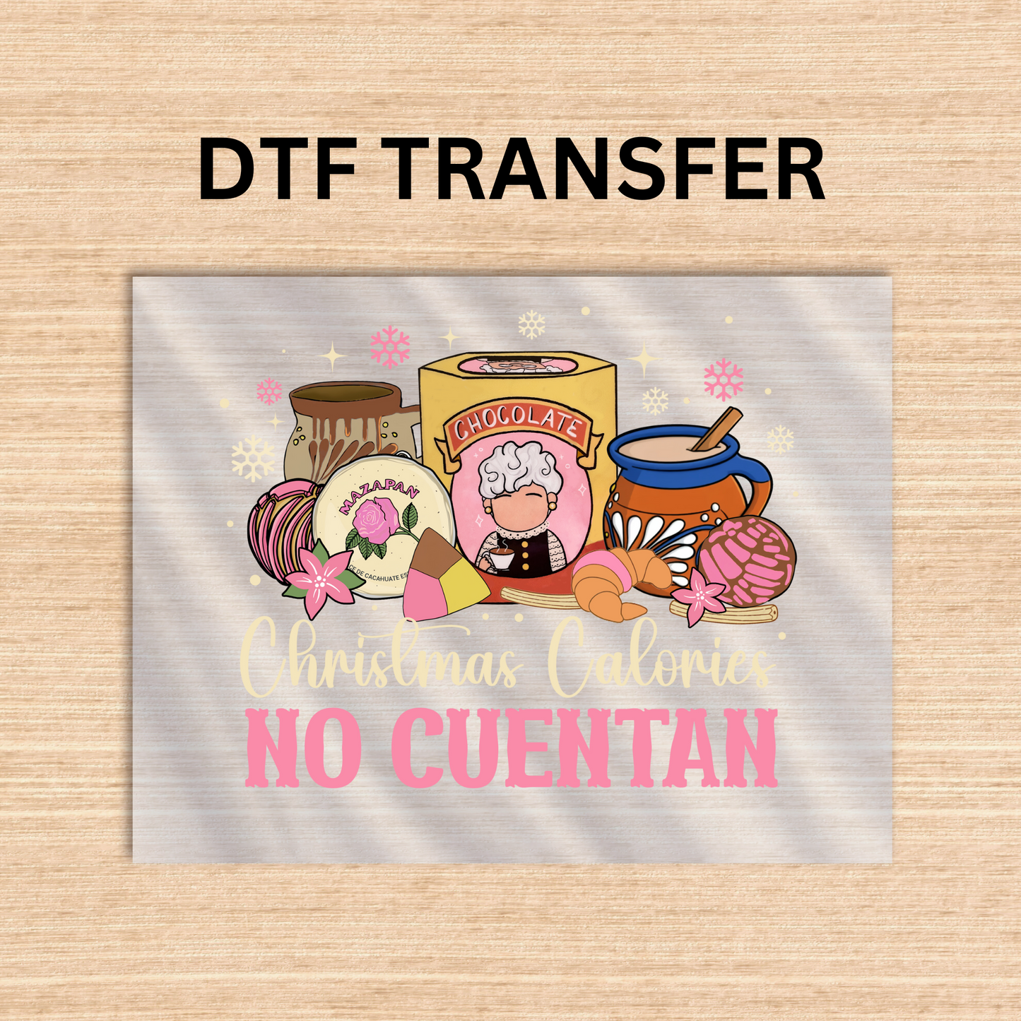 Christmas Calories No Cuentan yellow DTF Transfer