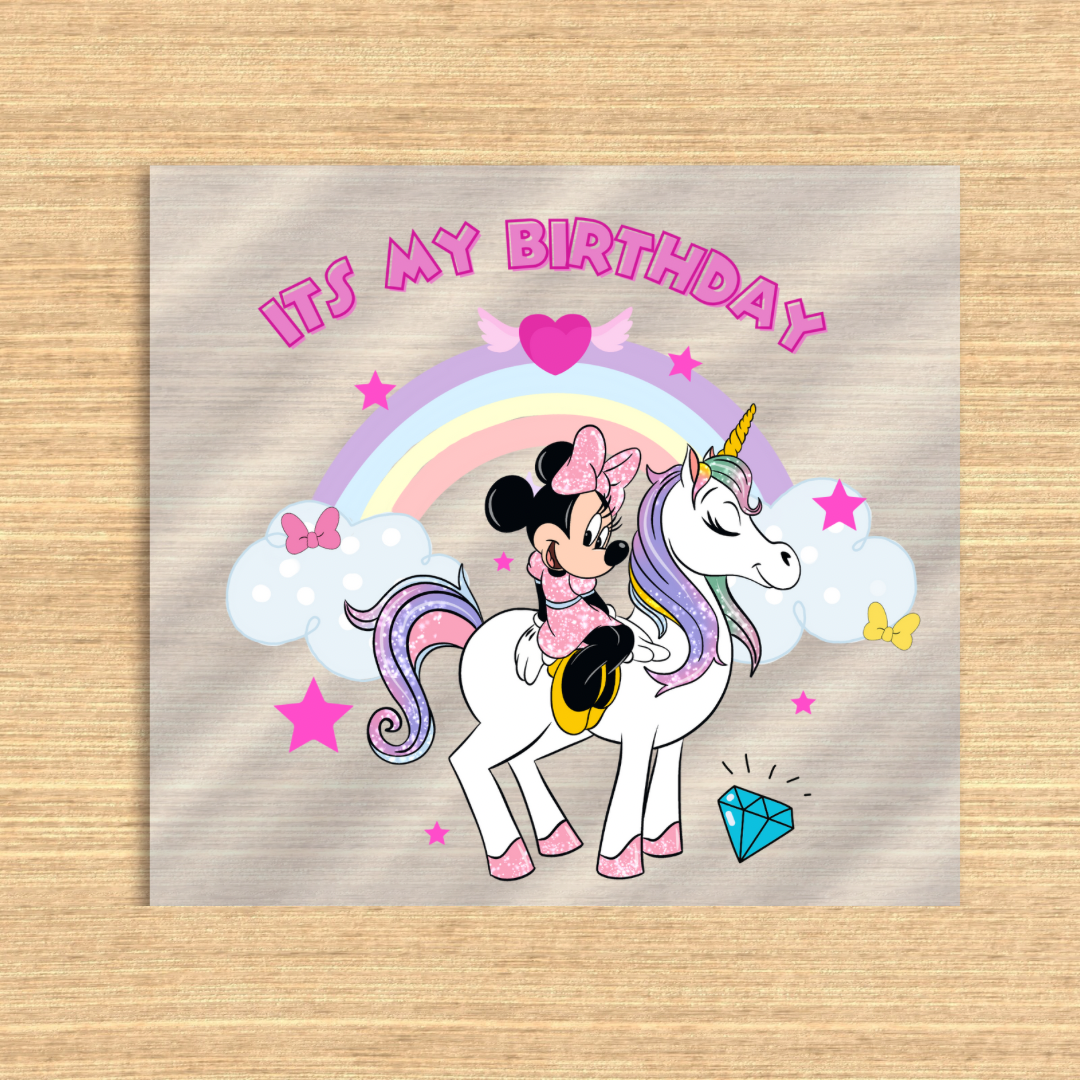 Minnie Its my Birthday Unicorn Dtf transfer